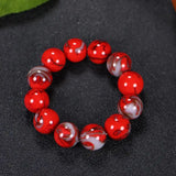 Red Chicken Blood Jade Round Beads Bracelet for Women Men Gift