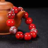 Red Chicken Blood Jade Round Beads Bracelet for Women Men Gift