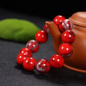 Red Chicken Blood Jade Round Beads Bracelet for Women Men Gift
