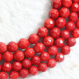 Red Coral Round Faceted 3-10mm Loose Spacer Beads 15 Inch