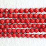 Red Coral Round Faceted 3-10mm Loose Spacer Beads 15 Inch