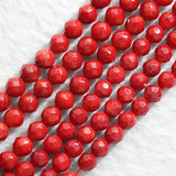 Red Coral Round Faceted 3-10mm Loose Spacer Beads 15 Inch