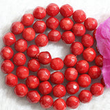 Red Coral Round Faceted 3-10mm Loose Spacer Beads 15 Inch