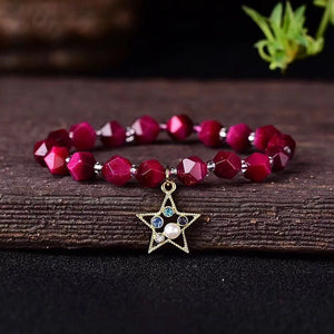 Red Tiger Diamond Stone Bracelet - 8MM Hand String
