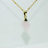 Rose Quartz Pyramid Healing Pendant for Women