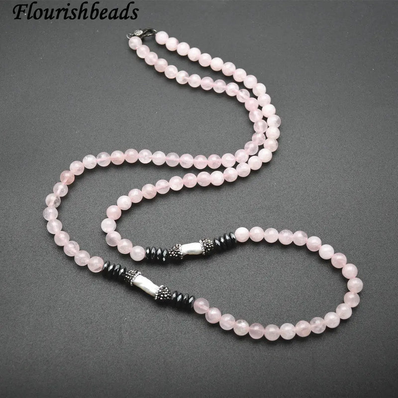 Rose Quartz Beaded Necklace Party Jewelry Gift