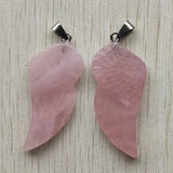 Rose Quartz Angel Wings Charms Pendants 2pcs