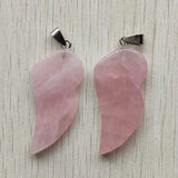 Rose Quartz Angel Wings Charms Pendants 2pcs