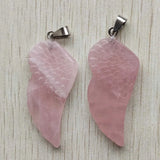 Rose Quartz Angel Wings Charms Pendants 2pcs