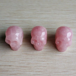 6pcs Natural Rose Quartz Skull Charm Pendants for DIY Jewelry Making