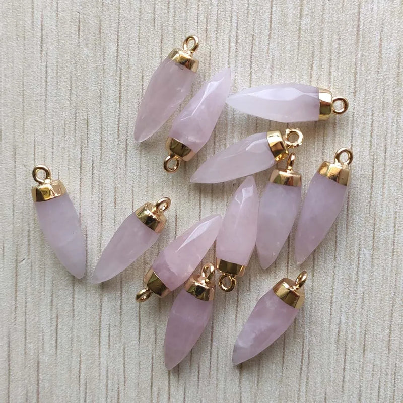Rose Quartz Faceted Drop Pendants DIY Jewelry Making 12pcs