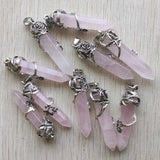 Roses Quartz Stone Flower Pendants for Jewelry Making