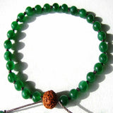 Green Agate Jade Gemstone Beads Bracelet Seven Chakras Blessing