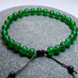 Green Agate Jade Gemstone Beads Bracelet Seven Chakras Blessing