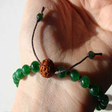 Green Agate Jade Gemstone Beads Bracelet Seven Chakras Blessing