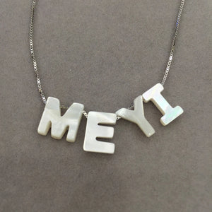 Sea Shell Alphabet Pendant Necklace 925 Sterling Silver Chain