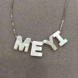 Sea Shell Alphabet Pendant Necklace 925 Sterling Silver Chain