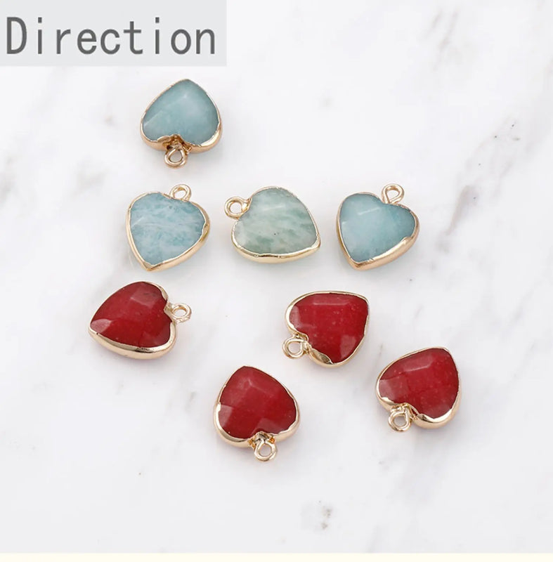 Turquoise Cut Peach Heart Plated Pendant DIY Jewelry Making Material