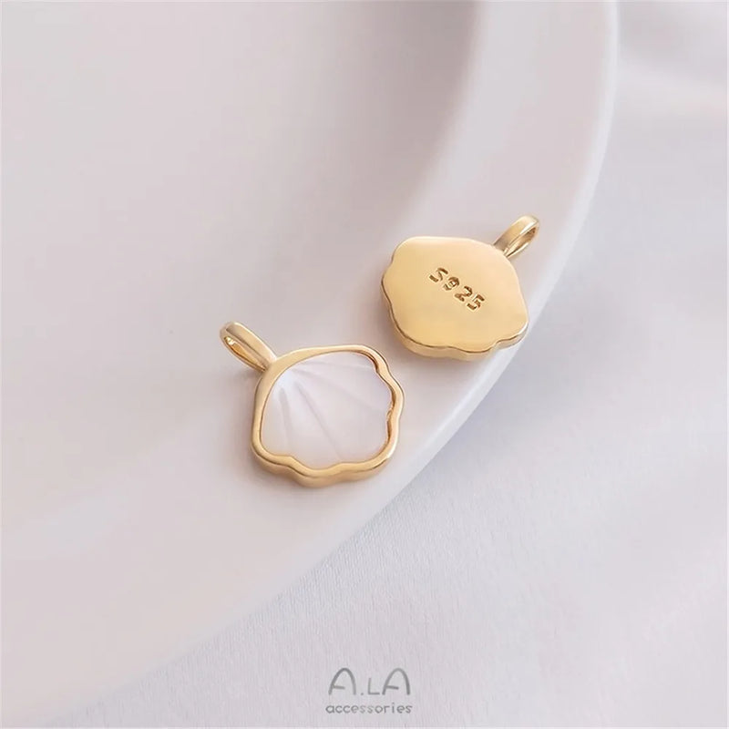 14K Shell Fan Pendant for DIY Necklace