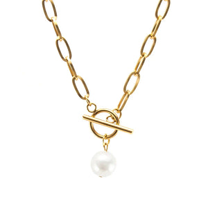 Shell Pearl Pendant Necklace for Women T Bar Choker Boho Collier