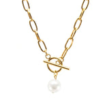 Shell Pearl Pendant Necklace for Women T Bar Choker Boho Collier