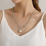 Shell Pearl Pendant Necklace for Women T Bar Choker Boho Collier