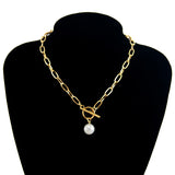 Shell Pearl Pendant Necklace for Women T Bar Choker Boho Collier