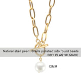 Shell Pearl Pendant Necklace for Women T Bar Choker Boho Collier