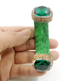 Green Snakeskin Druzy Bracelet Set - Snake Skin Ring Bridal Jewelry