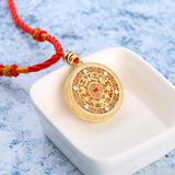Chinese Retro Red Enamel Porcelain Pendant Necklace