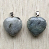 Natural Spectrolite Heart Pendants 30mm 4pcs