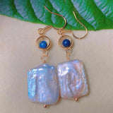 Pearl Lapis Lazuli Beads 18k Earrings for Women