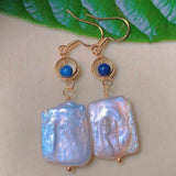 Pearl Lapis Lazuli Beads 18k Earrings for Women