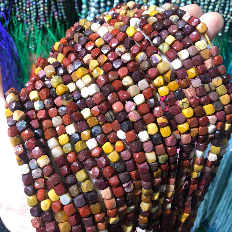 Mookaite Gem Faceted Beads 4x4mm
