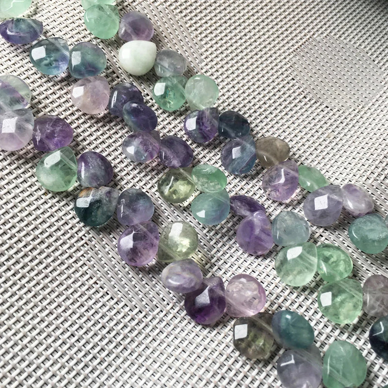 Faceted Water Drop Shape Fluorite Beads for Jewelry Making