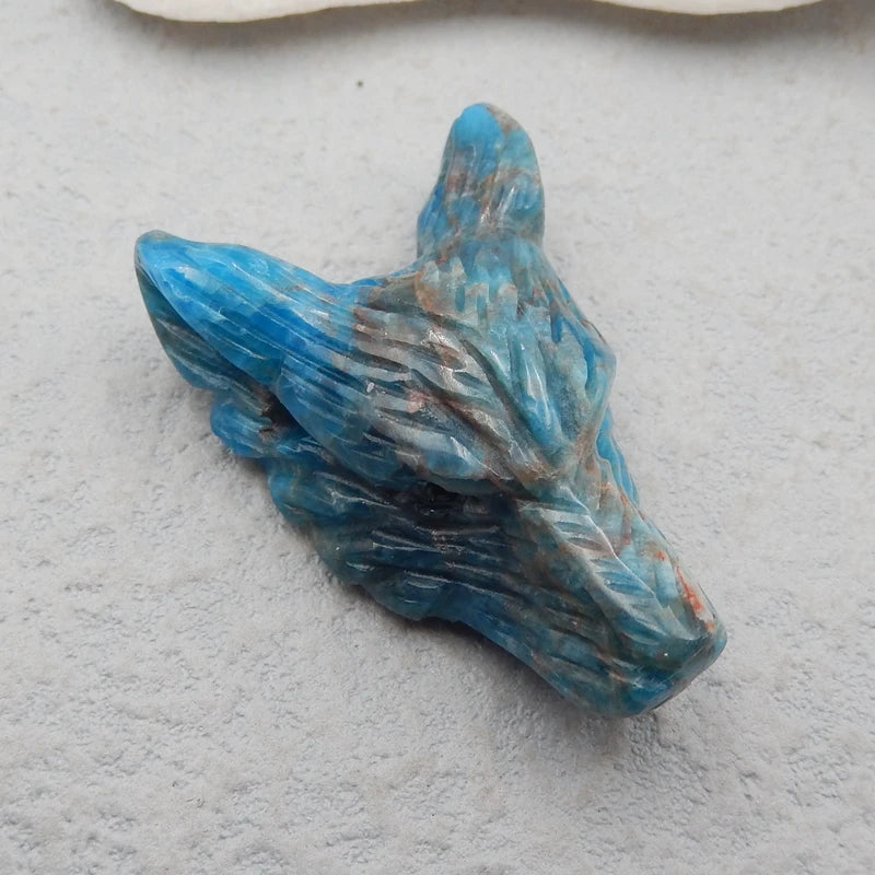 Apatite Crystal Wolf Head Pendant Bead