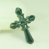HeTian Stone Carved Cross Pendant Necklace Lucky Jewelry