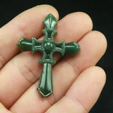 HeTian Stone Carved Cross Pendant Necklace Lucky Jewelry