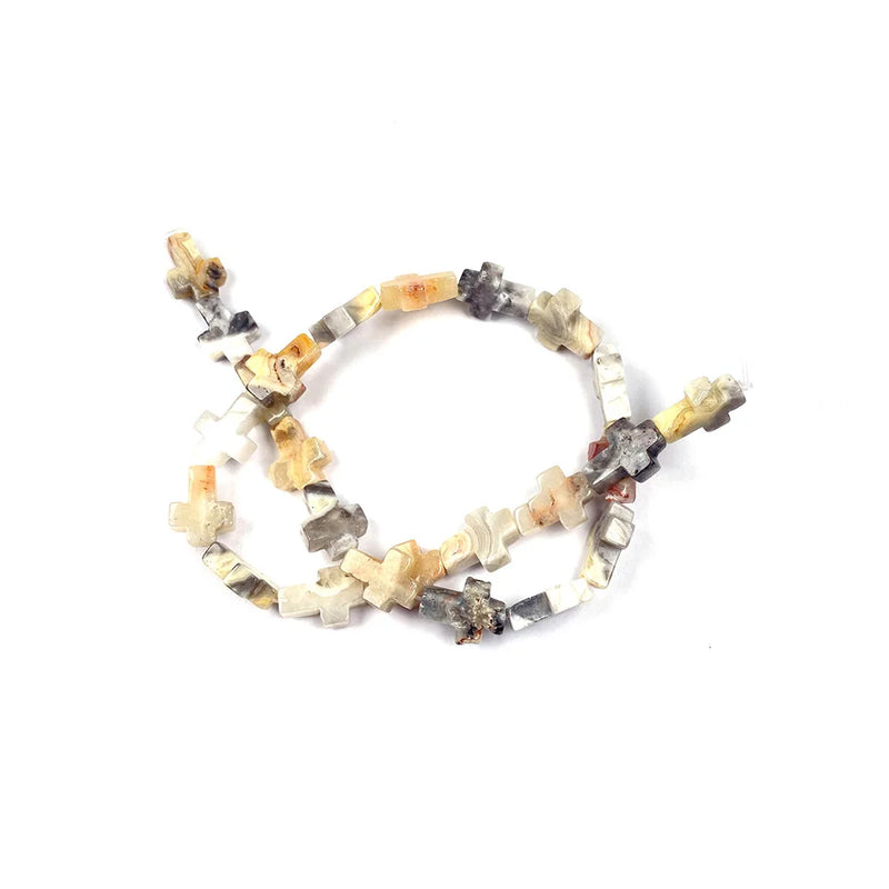 Cross Shape Agate Beaded Quartz Spacer Beads 12x16x5mm
