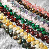 Natural Stone Faceted Water Drop Shape Loose Beads Crystal String Bead