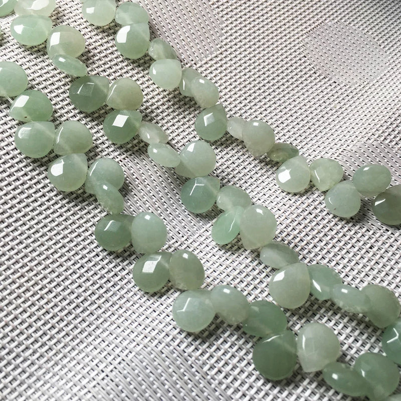 Green Aventurine Faceted Drop Beads - DIY Jewelry Making