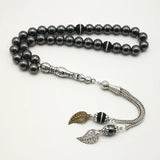 Natural Hematite Tasbih Agate Rosary Prayer Beads 33 66 99 Stone Tassel