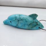 Howlite Carved Dolphin Pendant Bead 68x21x21mm
