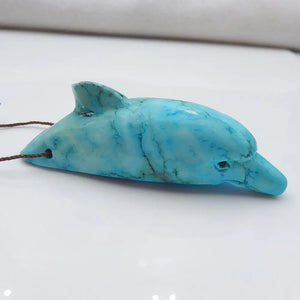 Howlite Carved Dolphin Pendant Bead 68x21x21mm