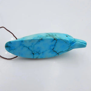 Howlite Carved Dolphin Pendant Bead 68x21x21mm