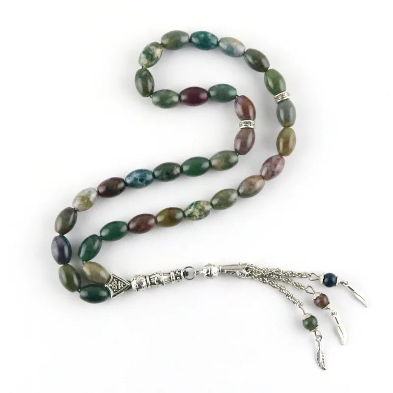 Indian Agate Islamic Rosary Bracelet 8*12mm Agate 33 Muslim Tasbih Allah