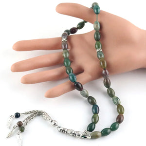 Indian Agate Islamic Rosary Bracelet 8*12mm Agate 33 Muslim Tasbih Allah