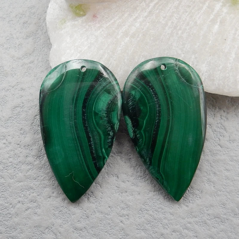 Malachite Woman Earrings Charms Jewelry Gift Gem 33x19x4mm
