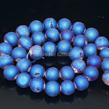 Titanium Coated Druzy Quartz Agat Round Beads 8-12mm