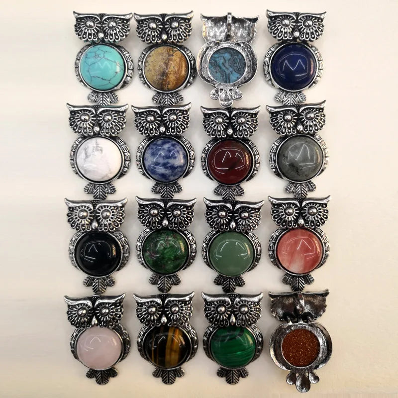 Stone Owl Pendant Necklace for Jewelry Making 16pcs/lot Men Charm Accessories